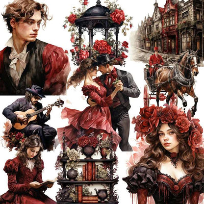 Retro Victorian Era Romantic Vintage Valentine's Day Couple Stickers (20 Pieces) - 80d3e6-0e.myshopify.com - -  