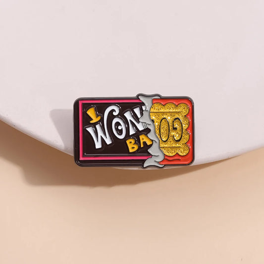 Willy Wonka & the Chocolate Factory Chocolate Bar Golden Ticket Lapel Brooch