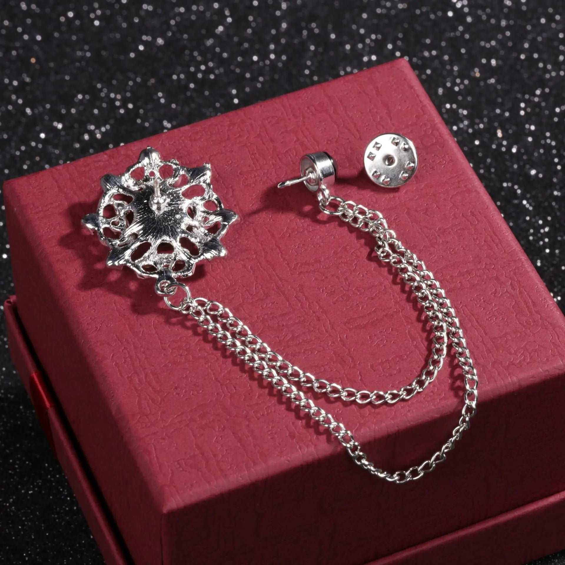 Men's Baroque Rhinestone Classic Chain Link Vintage Lapel Pin Brooch - 80d3e6-0e.myshopify.com - -  