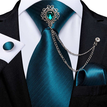 Men's Teal & Aqua Blue Silk Necktie, Handkerchief, Brooch & Cufflinks Set - 80d3e6-0e.myshopify.com - 3 -  3