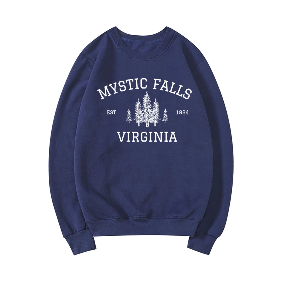 "Mystic Falls Virginia Est 1864" Vampire Diaries Unisex Pullover Sweatshirt - Lovez Aqua© - 