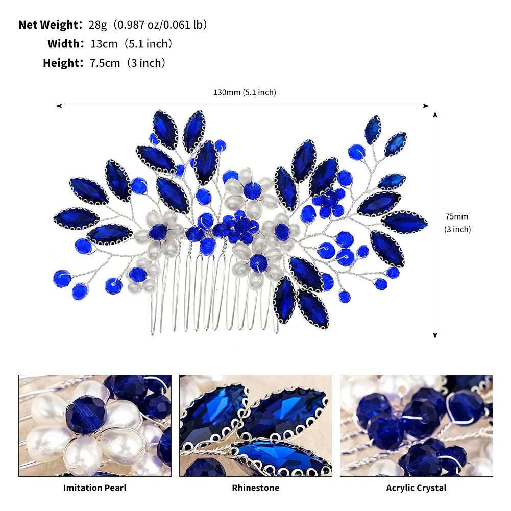 Women's Delicate Crystal Rhinestone & Pearl Flower Bridal Hair Comb - 80d3e6-0e.myshopify.com - G3 -  G3