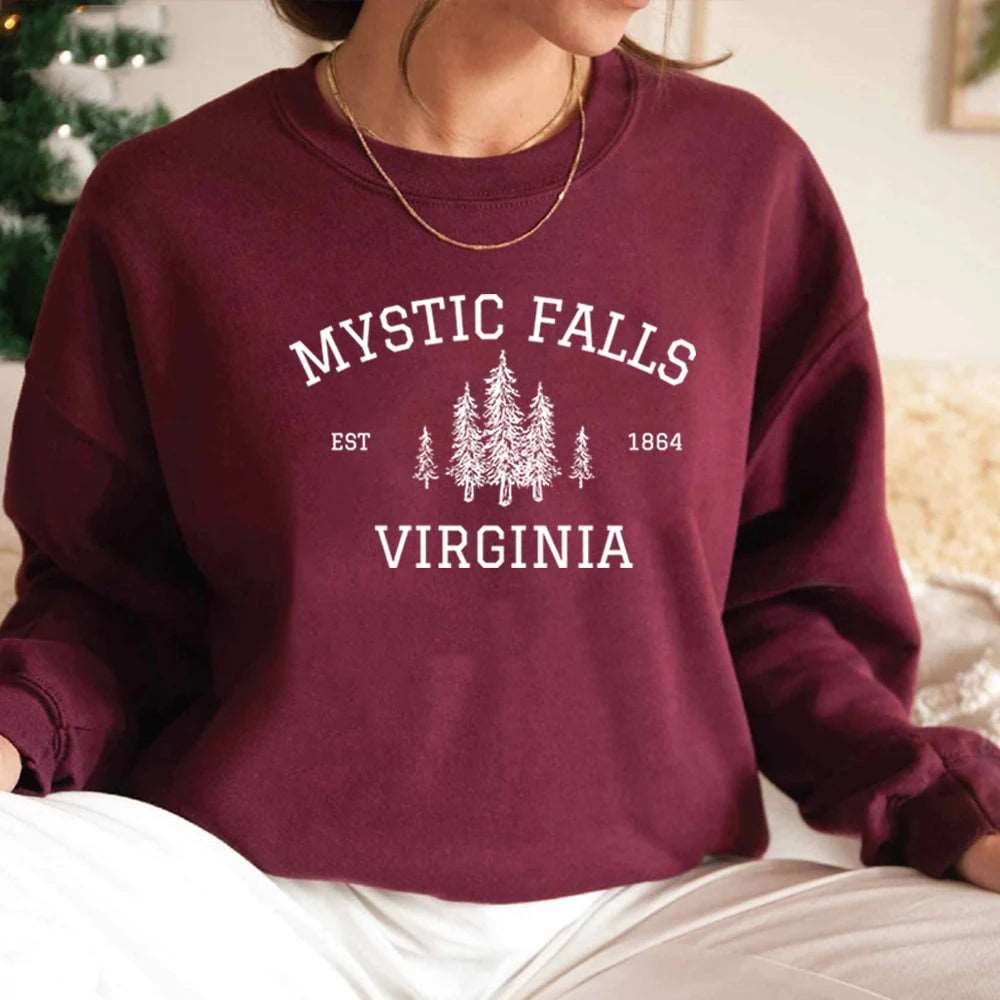 "Mystic Falls Virginia Est 1864" Vampire Diaries Unisex Pullover Sweatshirt - Lovez Aqua© - 