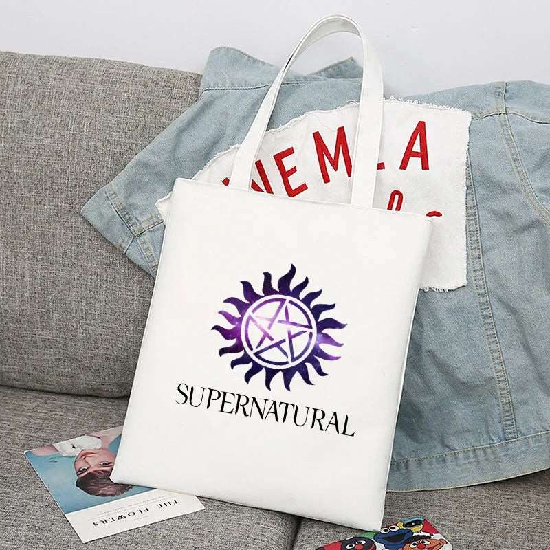 Supernatural Winchester Brothers Canvas Tote Bag - 80d3e6-0e.myshopify.com - White 14 / Without Zipper -  White 14