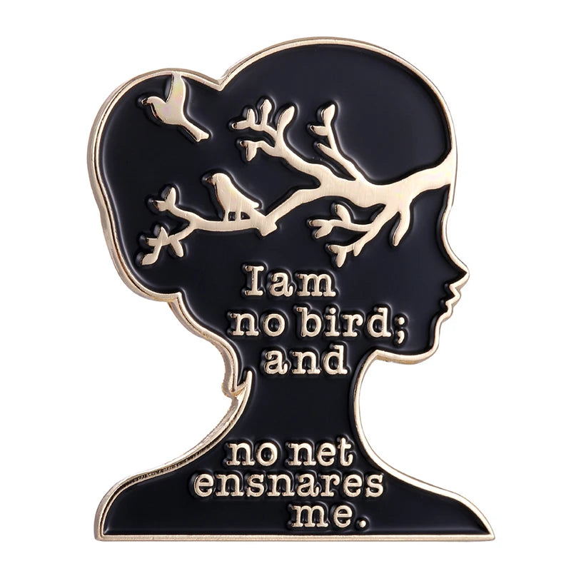 Jane Eyre Charlotte Bronte "I Am No Bird" Book Quote Enamel Pin - Lovez Aqua© - 