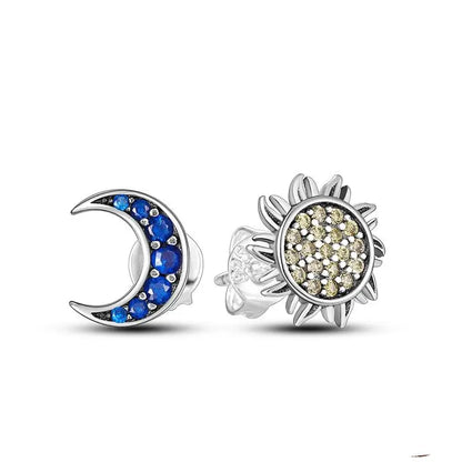 Pandora 925 Sterling Silver Two-Tone Moon, Stars & Sun Women's Earrings