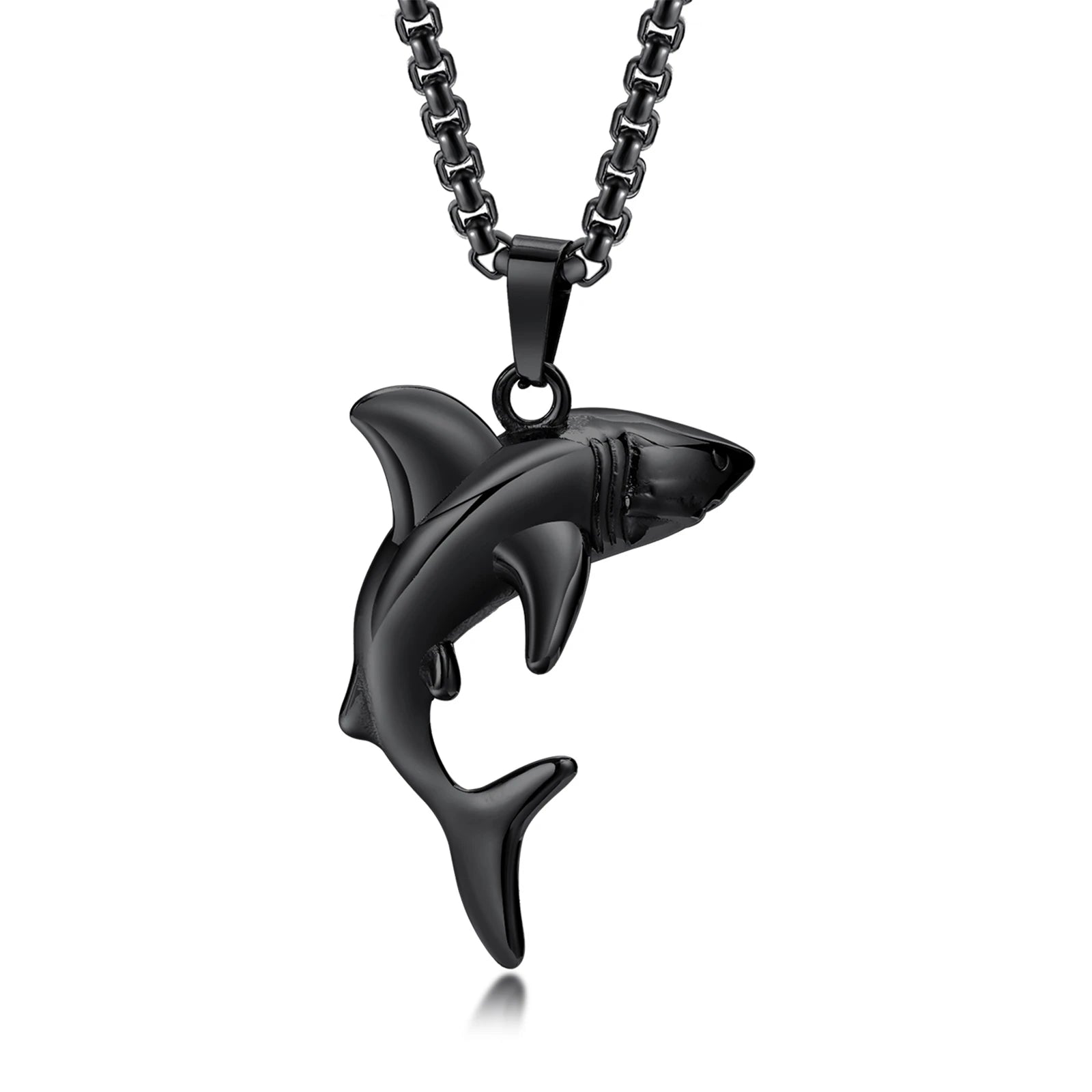 Men's Retro Punk Rock Stainless Steel Shark Pendant Necklace - Lovez Aqua© - 