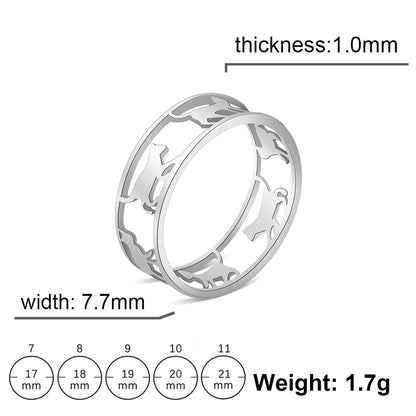 Women's Stainless Steel Gold or Silver Cute Cutout Feline Cats Ring