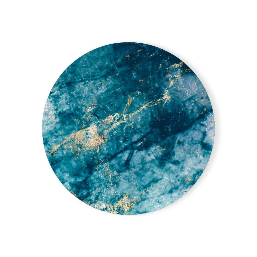 Luxury Colorful Marbled Round Ceramic Stone Coaster with Cork Base (1 Pc) - Lovez Aqua© - 