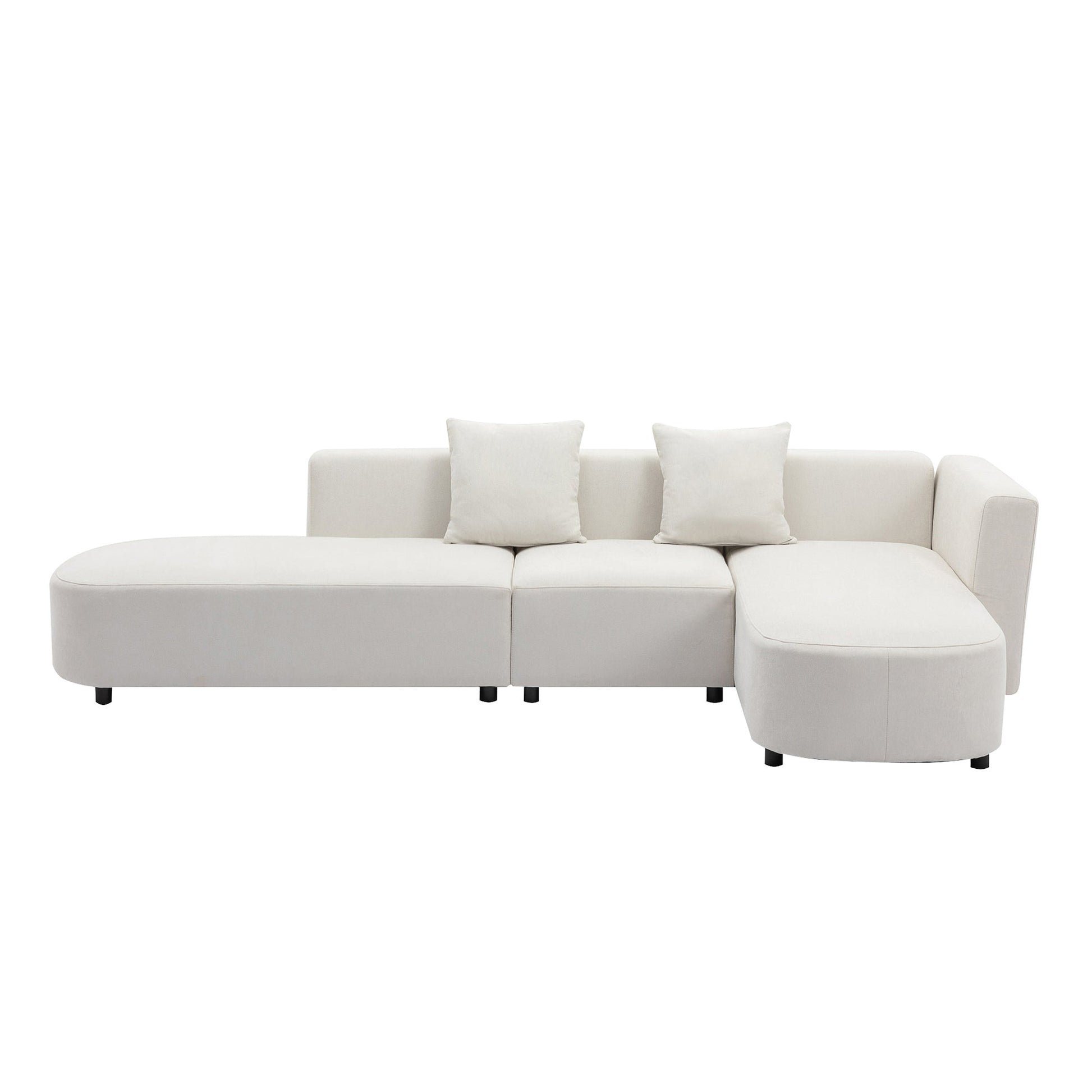 Luxury Modern Style Living Room White Chenille Upholstered Corner 4 Seater Sofa - 80d3e6-0e.myshopify.com - -  