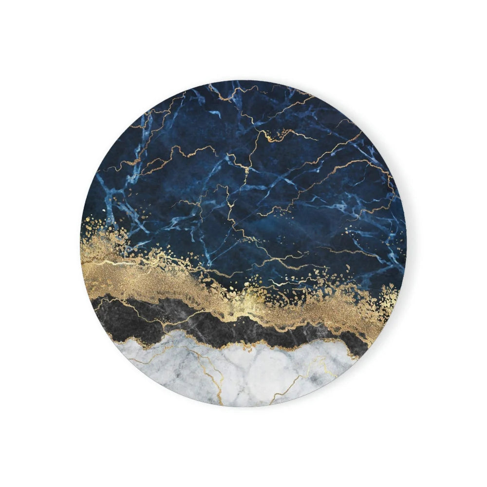 Luxury Colorful Marbled Round Ceramic Stone Coaster with Cork Base (1 Pc) - Lovez Aqua© - 