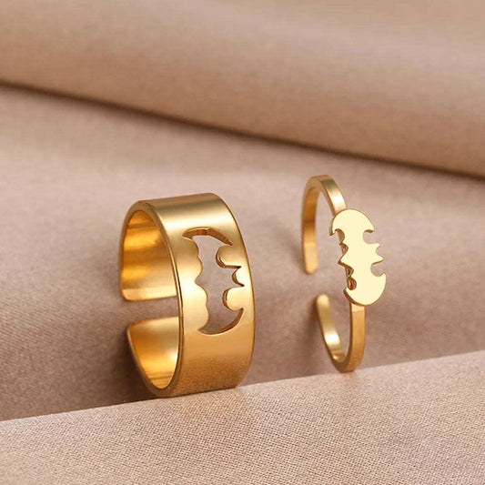 Marvel's Batman Signal Adjustable Matching Couple Gold Rings (2Pcs/Set) - Lovez Aqua© - dc, Jewelry, jewelry & accessories