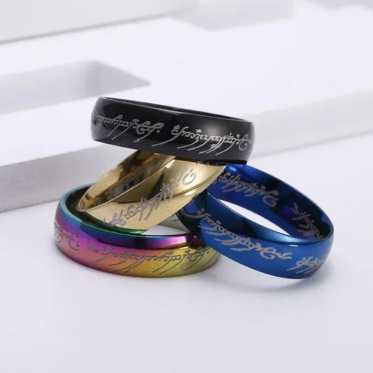 Lord of the Rings The One Ring Replica Elvish Script Black Speech of Mordor Ring