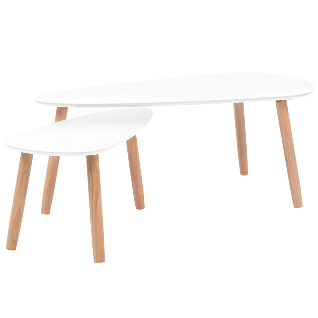 Modern 2 Piece White Nesting Coffee Table Set with Solid Pinewood Legs - 80d3e6-0e.myshopify.com - -  