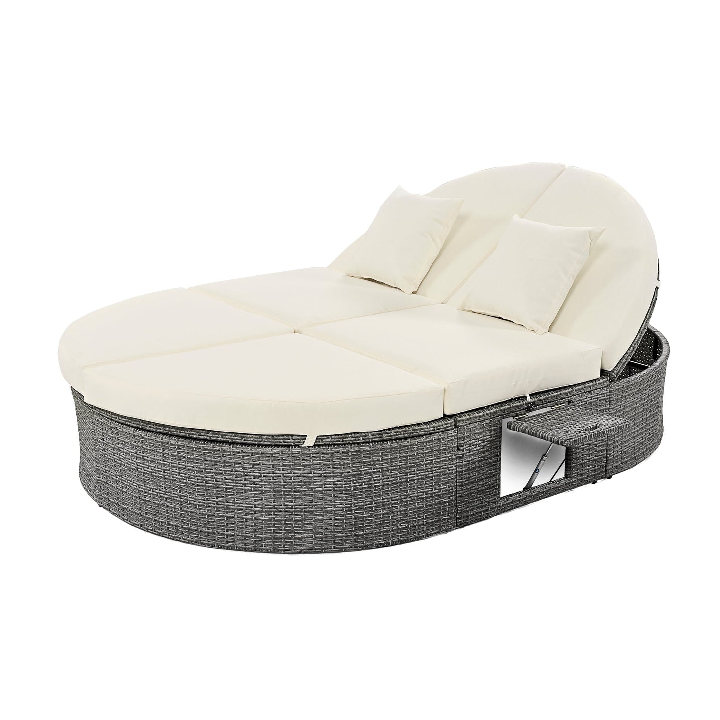 Outdoor Two Seater Adjustable Patio Reclining Rattan Sun Daybed with Cushions - 80d3e6-0e.myshopify.com - -  