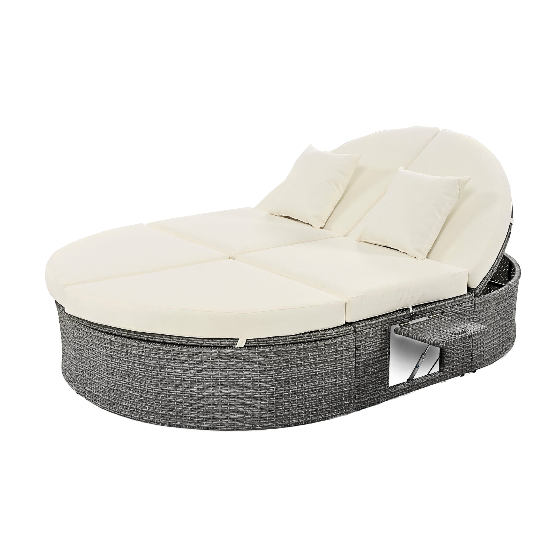 Outdoor Two Seater Adjustable Patio Reclining Rattan Sun Daybed with Cushions - 80d3e6-0e.myshopify.com - -  