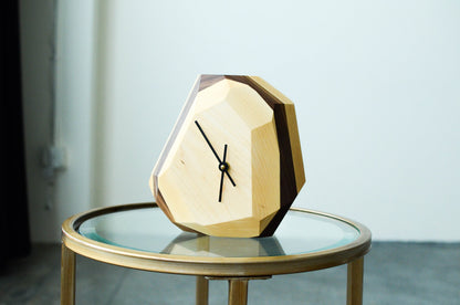 Modern Geometric Three Layer American Hardwood Wall & Table Clock - Lovez Aqua© - Maple w/Black