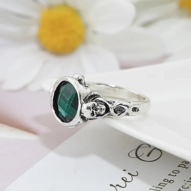 Disney Pirates of The Caribbean Captain Jack Sparrow Vintage Emerald Skull Ring - Lovez Aqua© - 