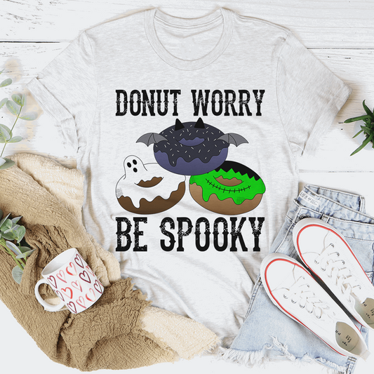 "Donut Worry Be Spooky" Novelty Halloween Themed Doughnut Women's T-Shirt - Lovez Aqua© - 