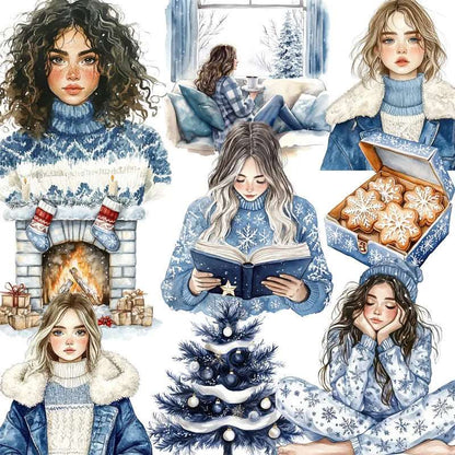 Winter Ice Blue Cozy Indoor Girl's Christmas Snowflake Stickers (20 Pieces) - 80d3e6-0e.myshopify.com - -  