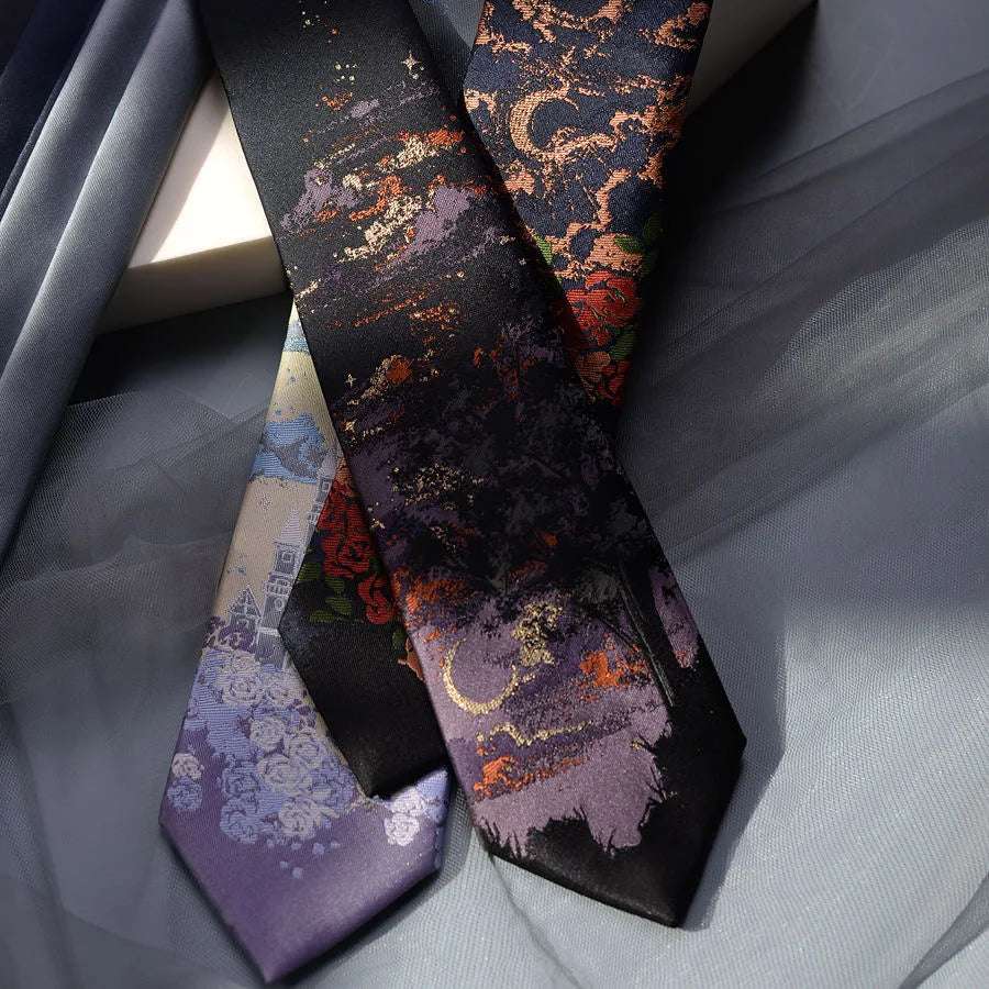 Japanese Anime Style Outdoor Landscape Embroidered Men's Necktie - 80d3e6-0e.myshopify.com - -  