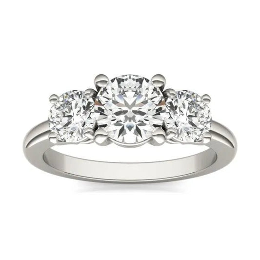 14K White Gold 2 CTW Classic Three-Stone Round Lab Grown Diamond Engagement Ring