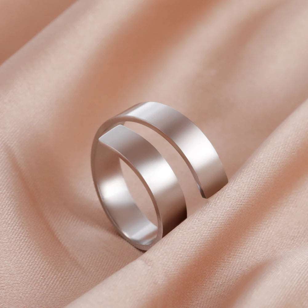 Women's Minimalist Geometric Swirl Stainless Steel Adjustable Open Ring