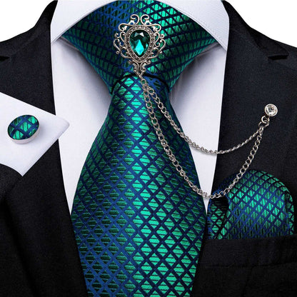 Men's Teal & Aqua Blue Silk Necktie, Handkerchief, Brooch & Cufflinks Set - 80d3e6-0e.myshopify.com - 4 -  4