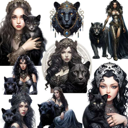 Gothic Queen & Black Powerful Feline Cats Decorative Stickers (12 Pieces) - 80d3e6-0e.myshopify.com - -  