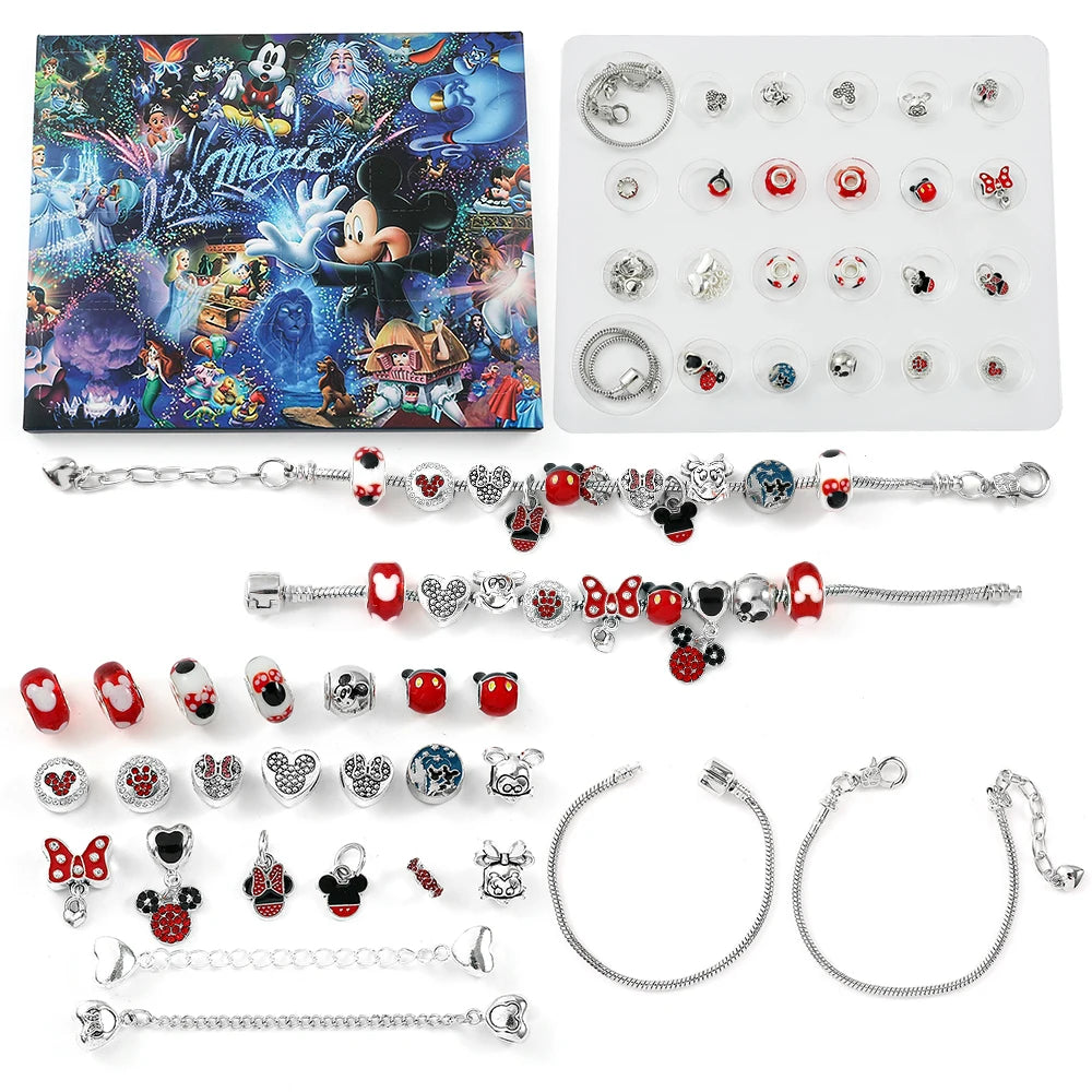 Disney's Mickey & Minnie Mouse DIY Beaded Jewelry Set Christmas Advent Calendar - Lovez Aqua© - 