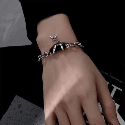 Men's Stainless Steel Gothic Retro Black Zircon Star Chain Bracelet - 80d3e6-0e.myshopify.com - -  