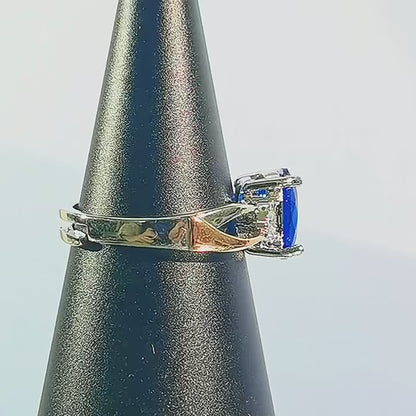 ACOTAR Feyre Archeron S925 Sterling Silver & Gold Sapphire Wedding Ring