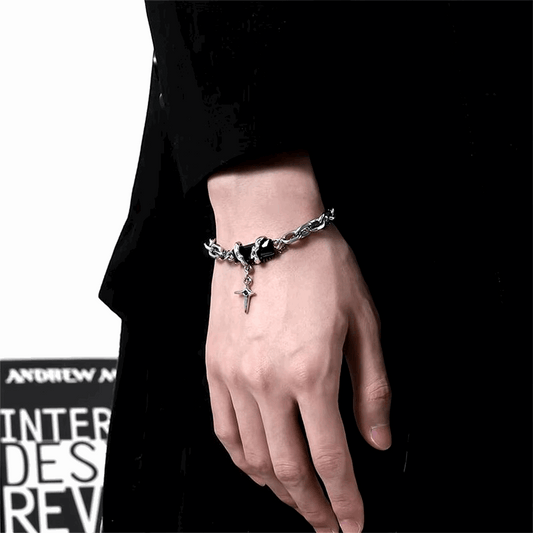 Men's Stainless Steel Gothic Retro Black Zircon Star Chain Bracelet - 80d3e6-0e.myshopify.com - -  